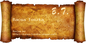 Bacsa Toszka névjegykártya